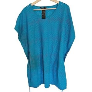 Mario Serrani‎ Coverup Size Small Blue drawstring tunic